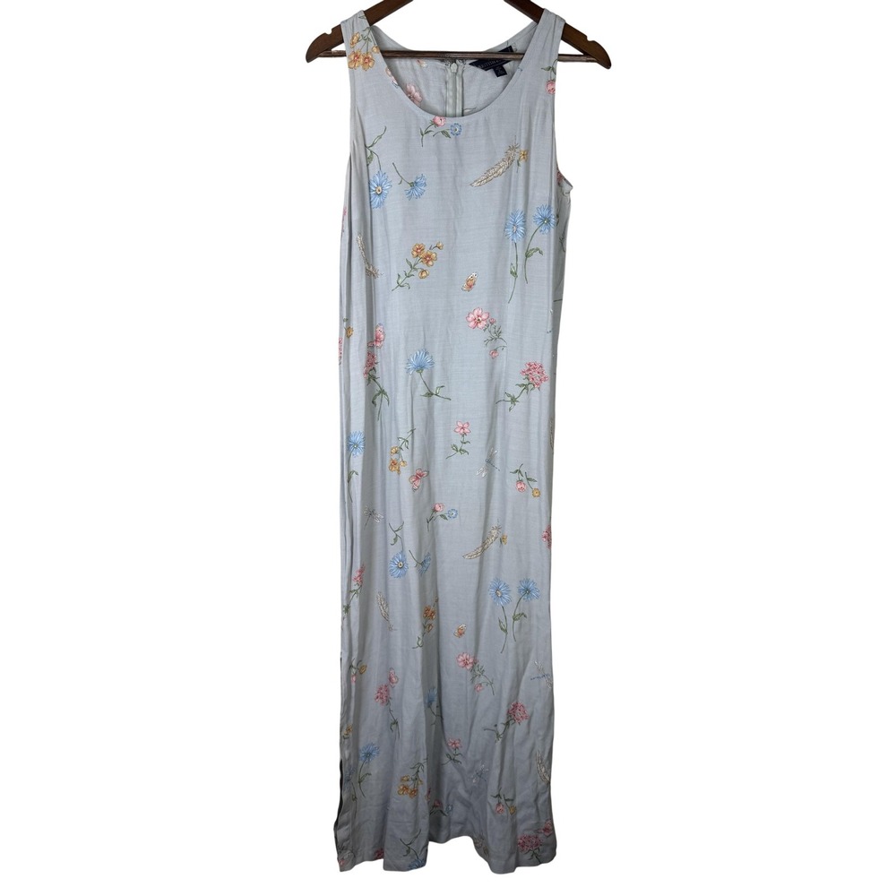 Cottagecore Dress Floral‎ 6 Blue Classic Maxi Sleeveless Summer Garden Party